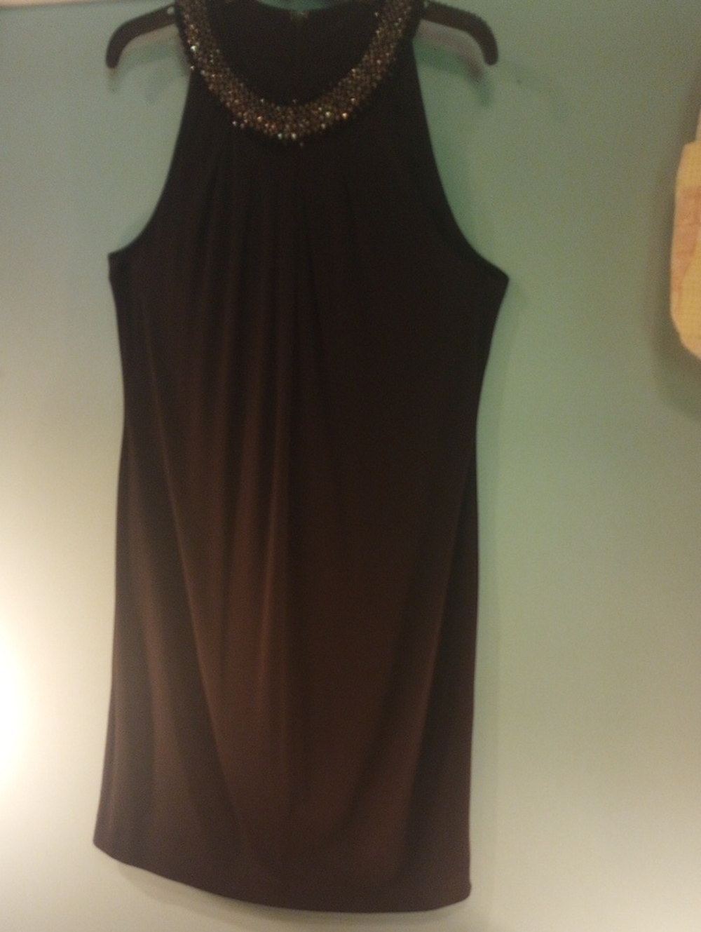 Tahari Black Sleeveless Dress With Bling neckline - Picture 5 of 7